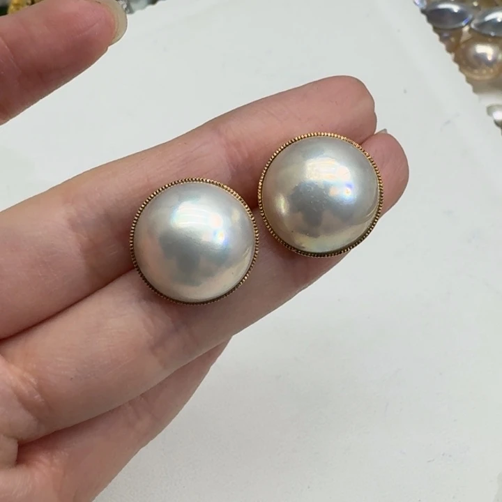 拼合珍珠（马贝珠）耳饰未镶嵌