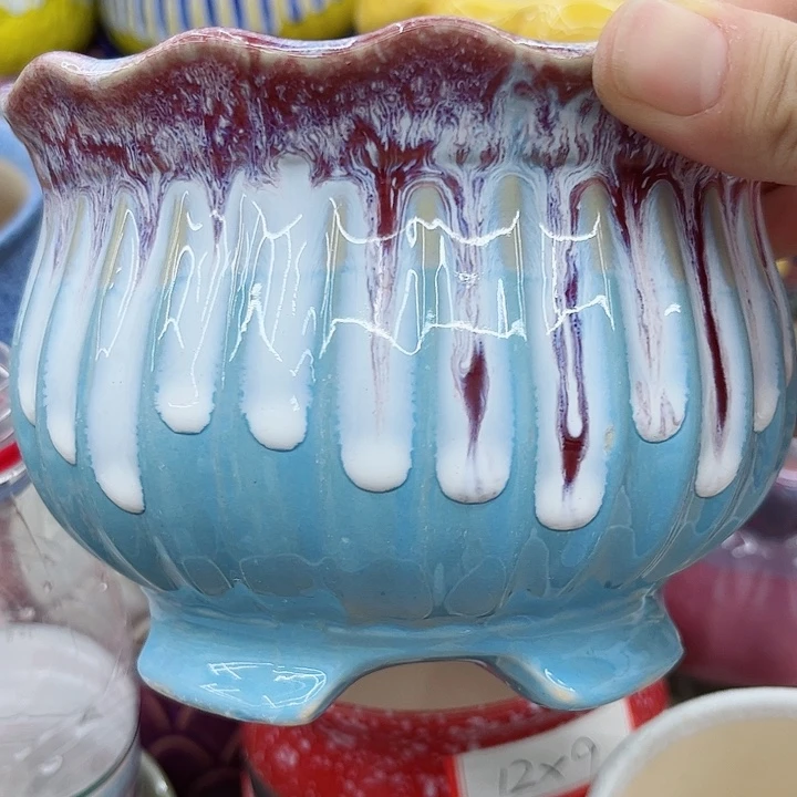 多肉绿植陶瓷花盆9.9包邮，有孔