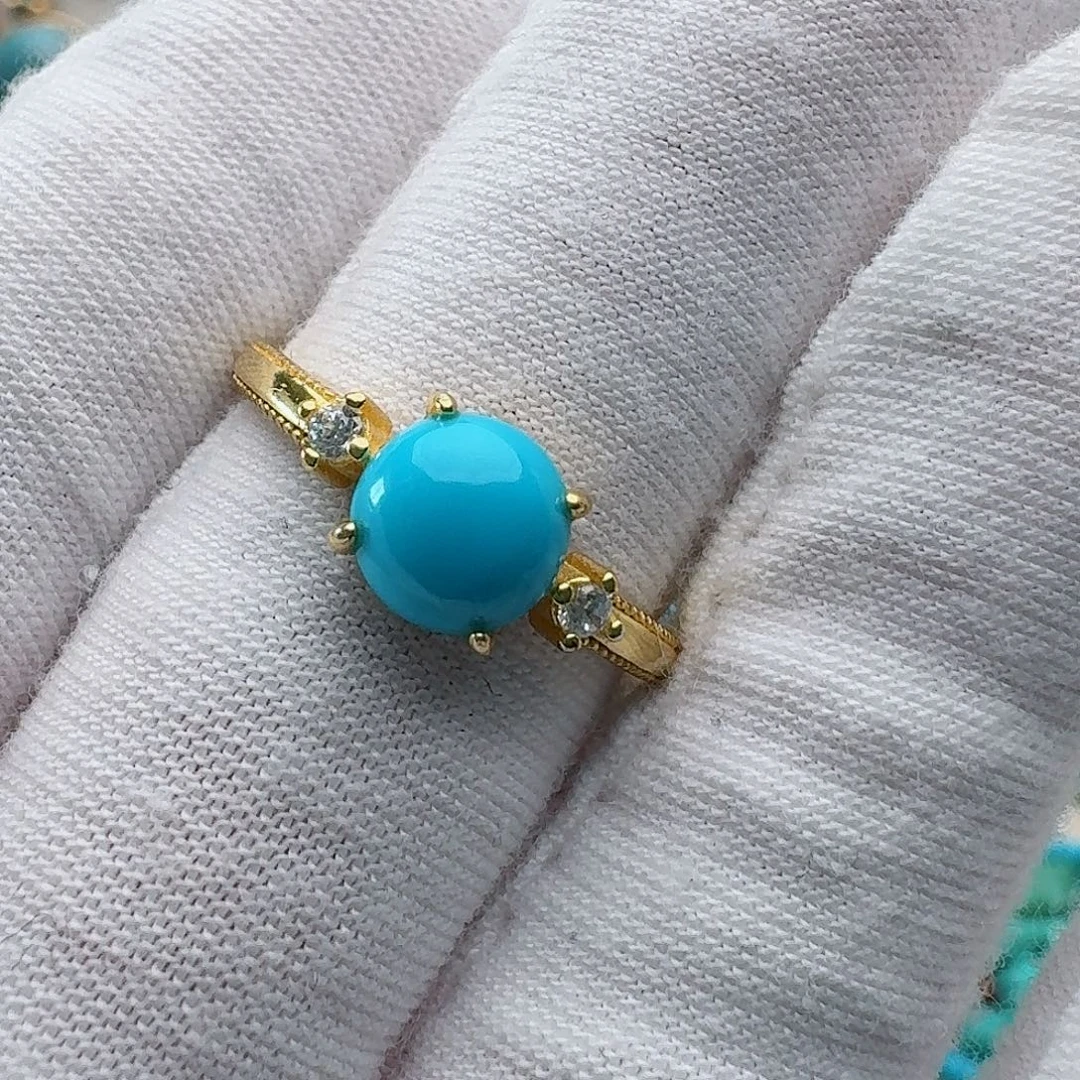 绿松石银S925镶嵌戒指