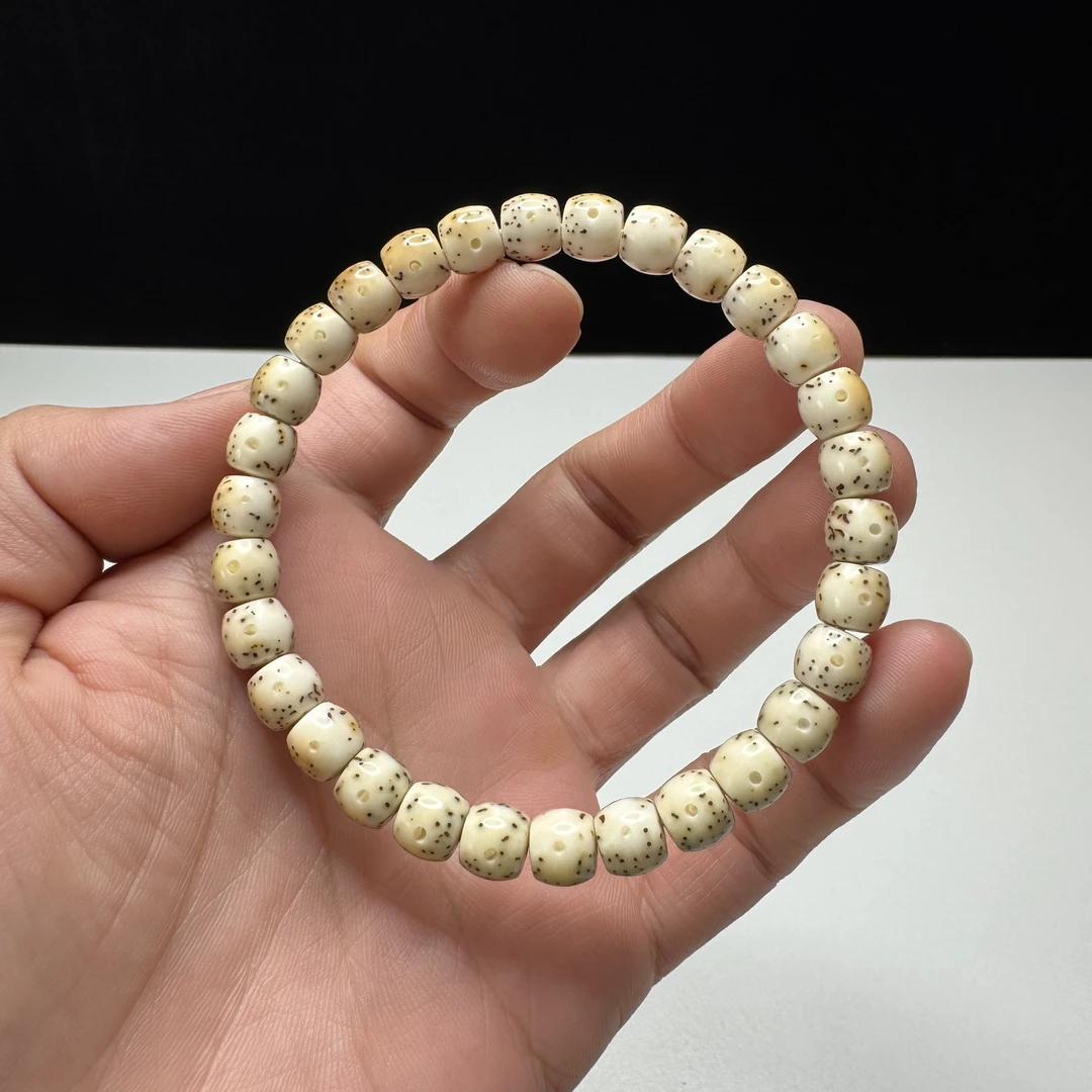 星月菩提石玉料火烧云7.3x6.5鼓珠单圈手串一物一图