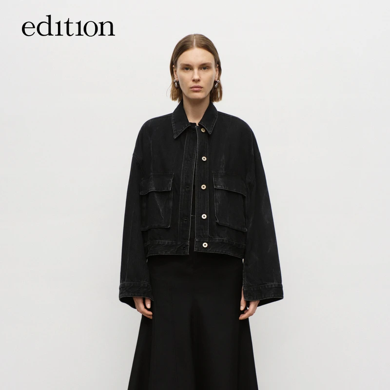 【高圆圆同款】edition款黑色短款工装牛仔外套#EBD3JKT001