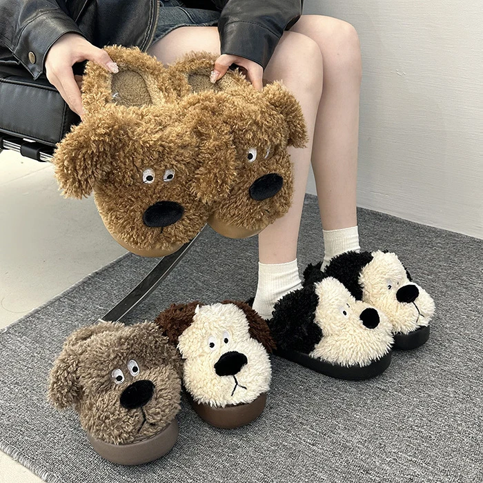 2025年踩屎感小狗棉拖鞋女士秋冬季新款室内家居厚底保暖毛绒拖鞋