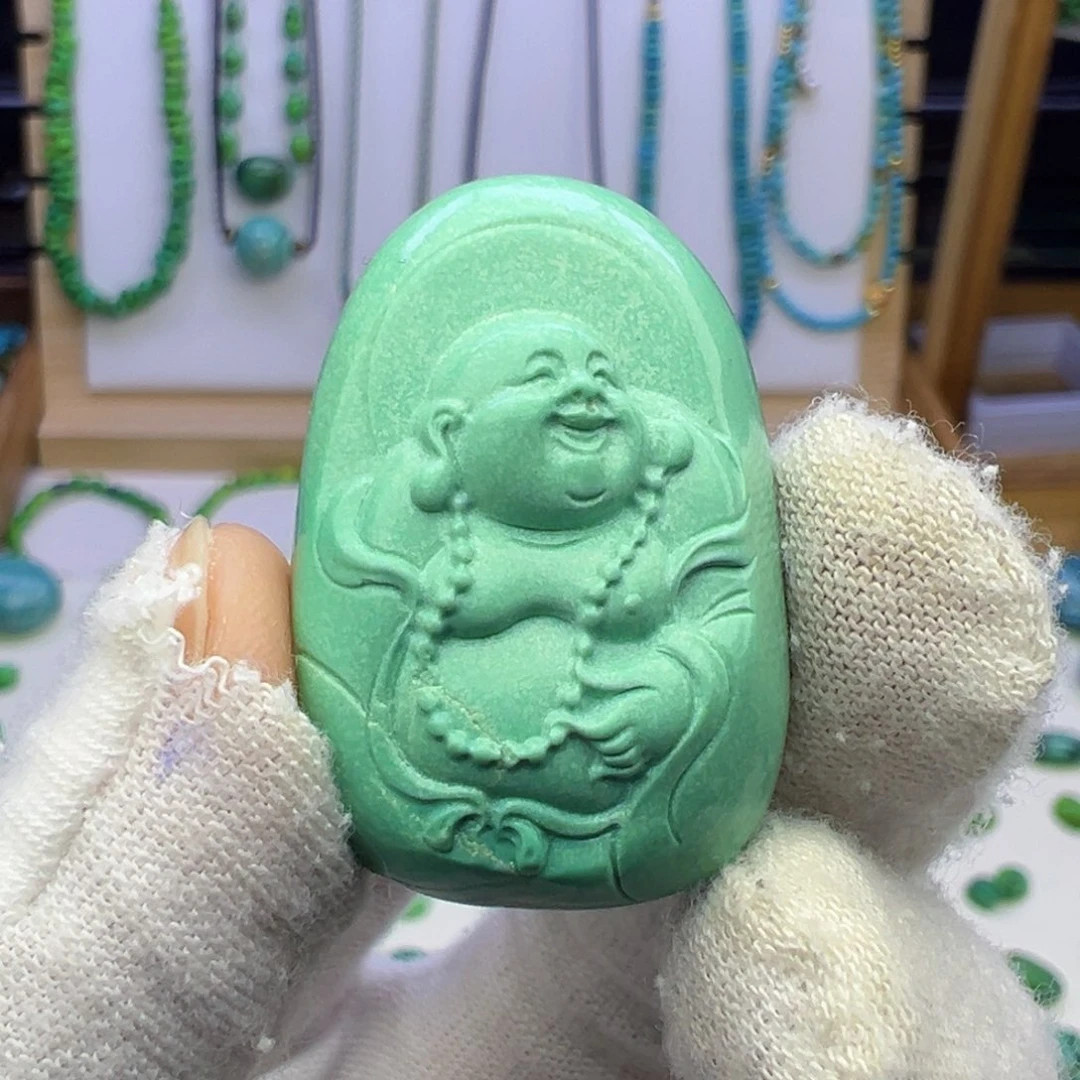 旅****0绿松石绿蓝雕刻件H