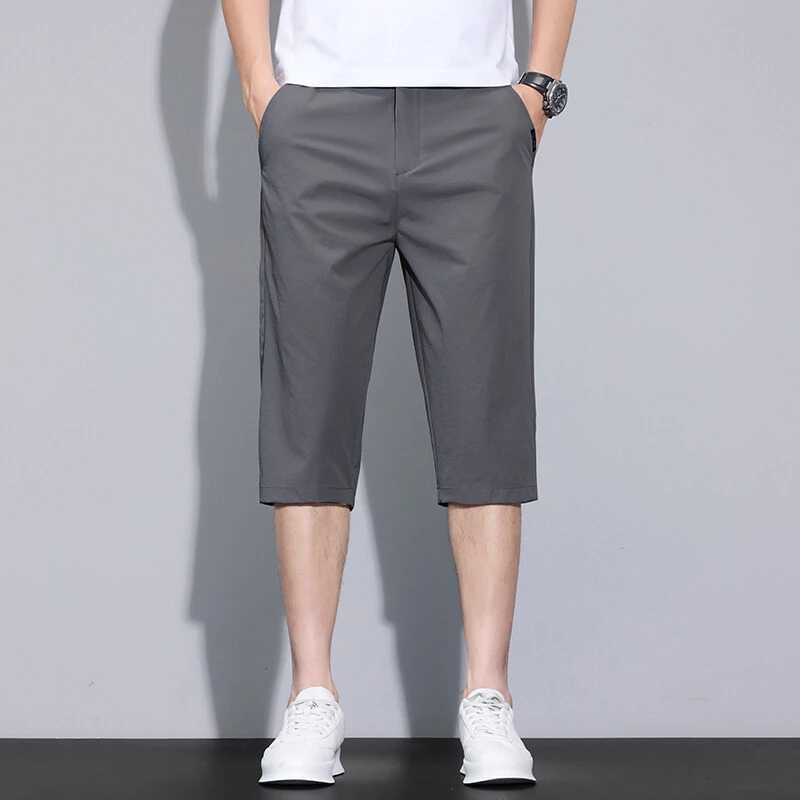 休闲七分裤男士夏季薄款冰丝休闲裤短裤裤子时尚垂顺百搭直筒裤