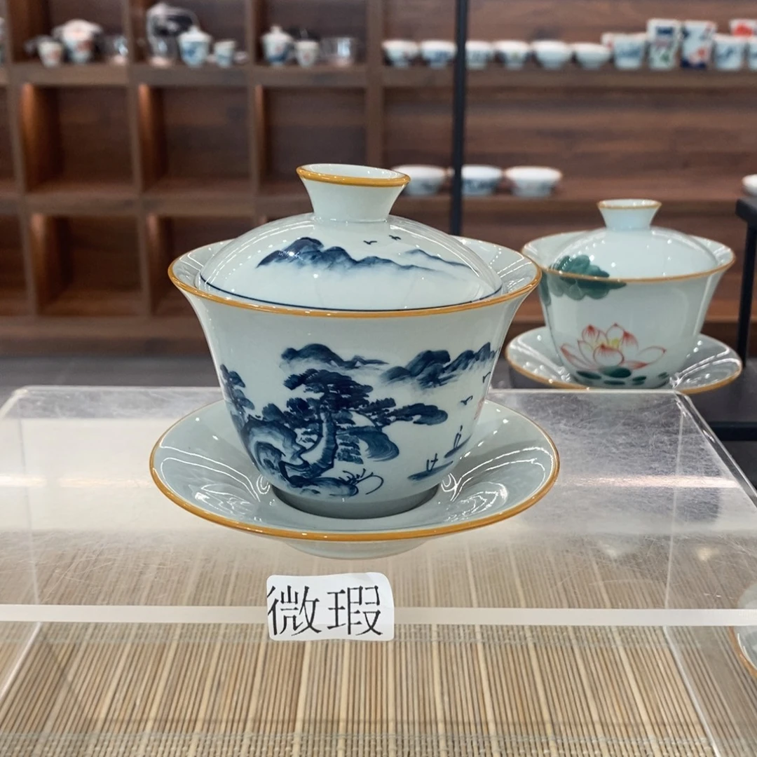 釉下彩老陶泥手工绘制