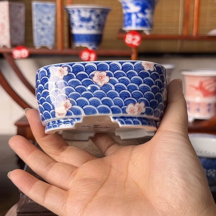 墨奈手绘陶瓷花盆