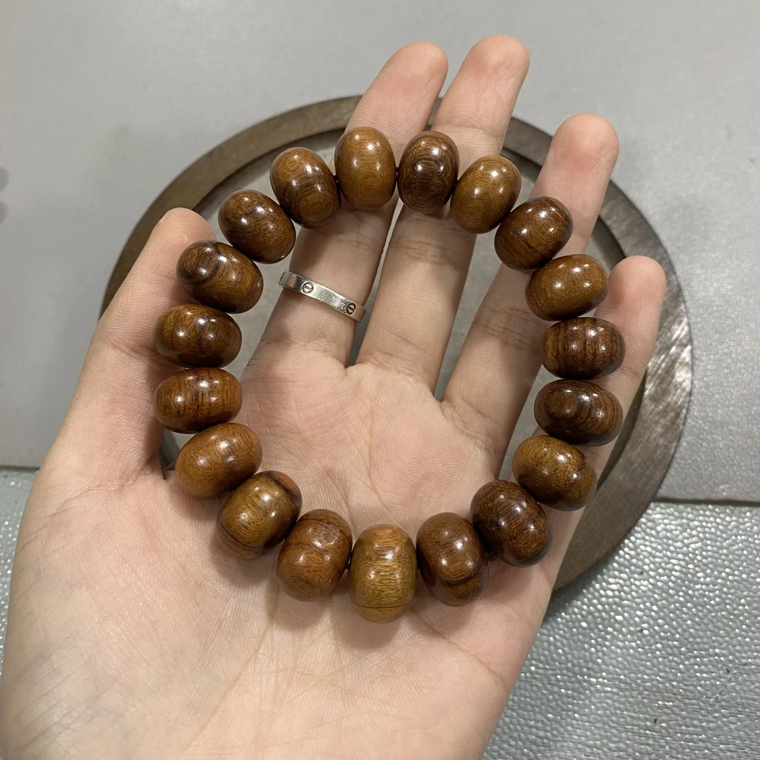 W989桃木卡1.5算盘珠单圈手串