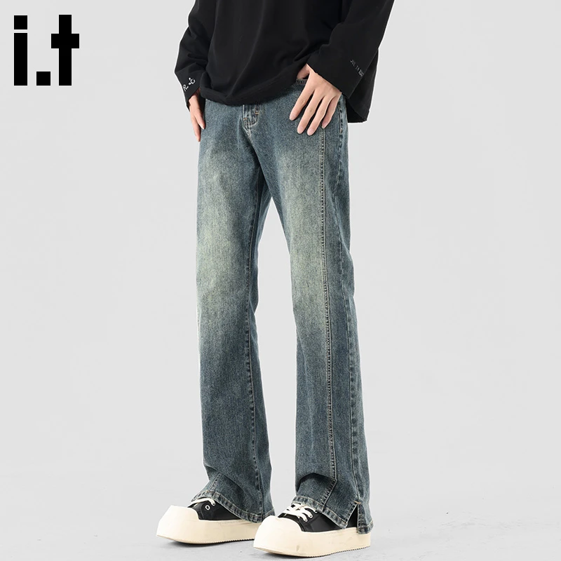 i.t:CHOCOOLATE微喇牛仔裤男士2025秋冬款潮牌高街宽松百搭阔腿裤