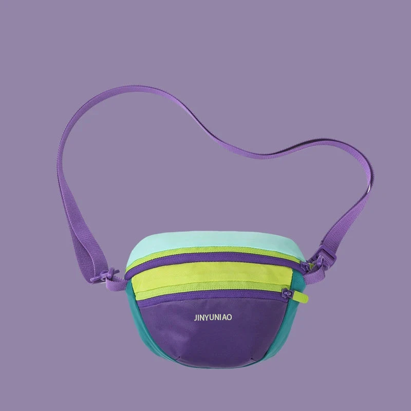 2025时尚多巴胺撞色男女同款户外运动登山便携防水尼龙斜挎胸包