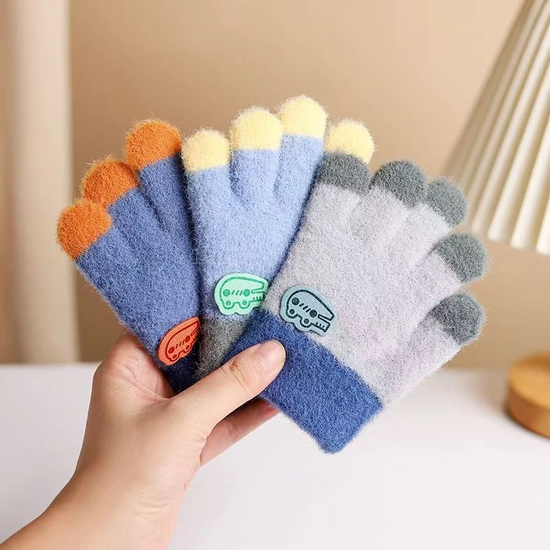 儿童冬季保暖手套五指分指宝宝百搭潮男童女小学生宝宝小手套儿童