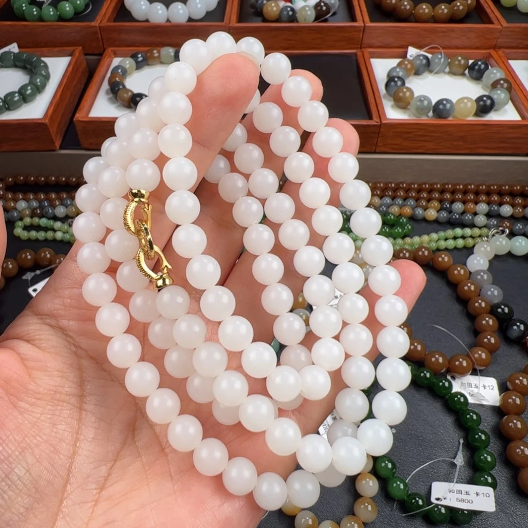 和田玉手链未镶嵌新疆羊脂白玉