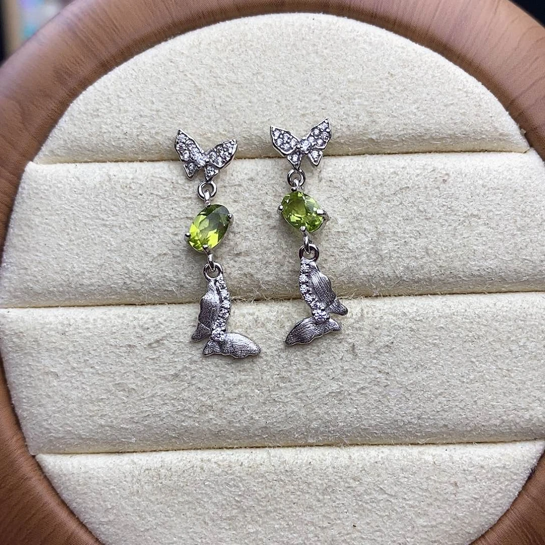 银S925镶嵌耳饰橄榄石（不含证书）