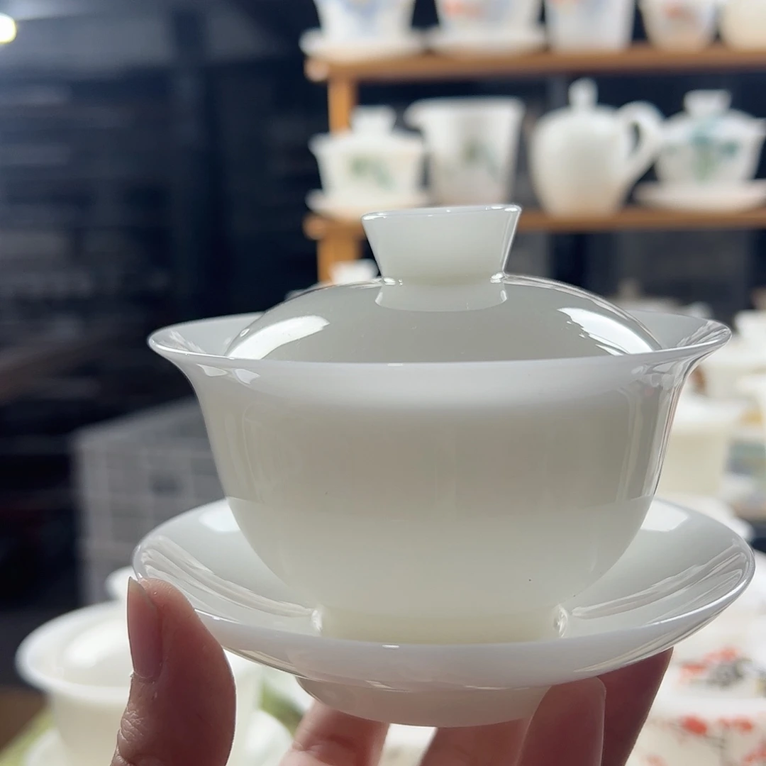 璞玉釉烧元宝盖碗满容200ml