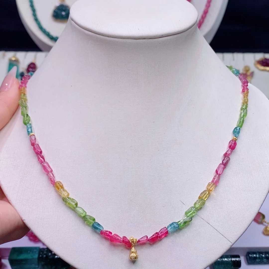 颈饰未镶嵌碧玺原石项链yy