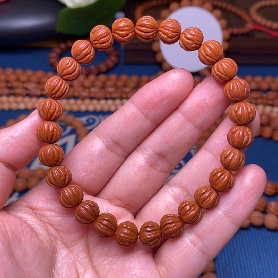手串桃核9mm野生通天纹8棱文玩桃核手串