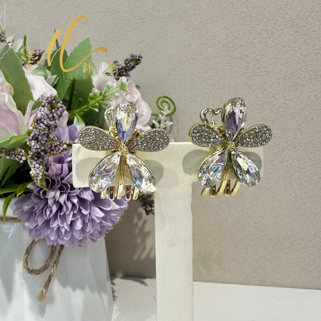 E381【珍珠白小小鸭夹一对发】发饰气质超仙头饰手工