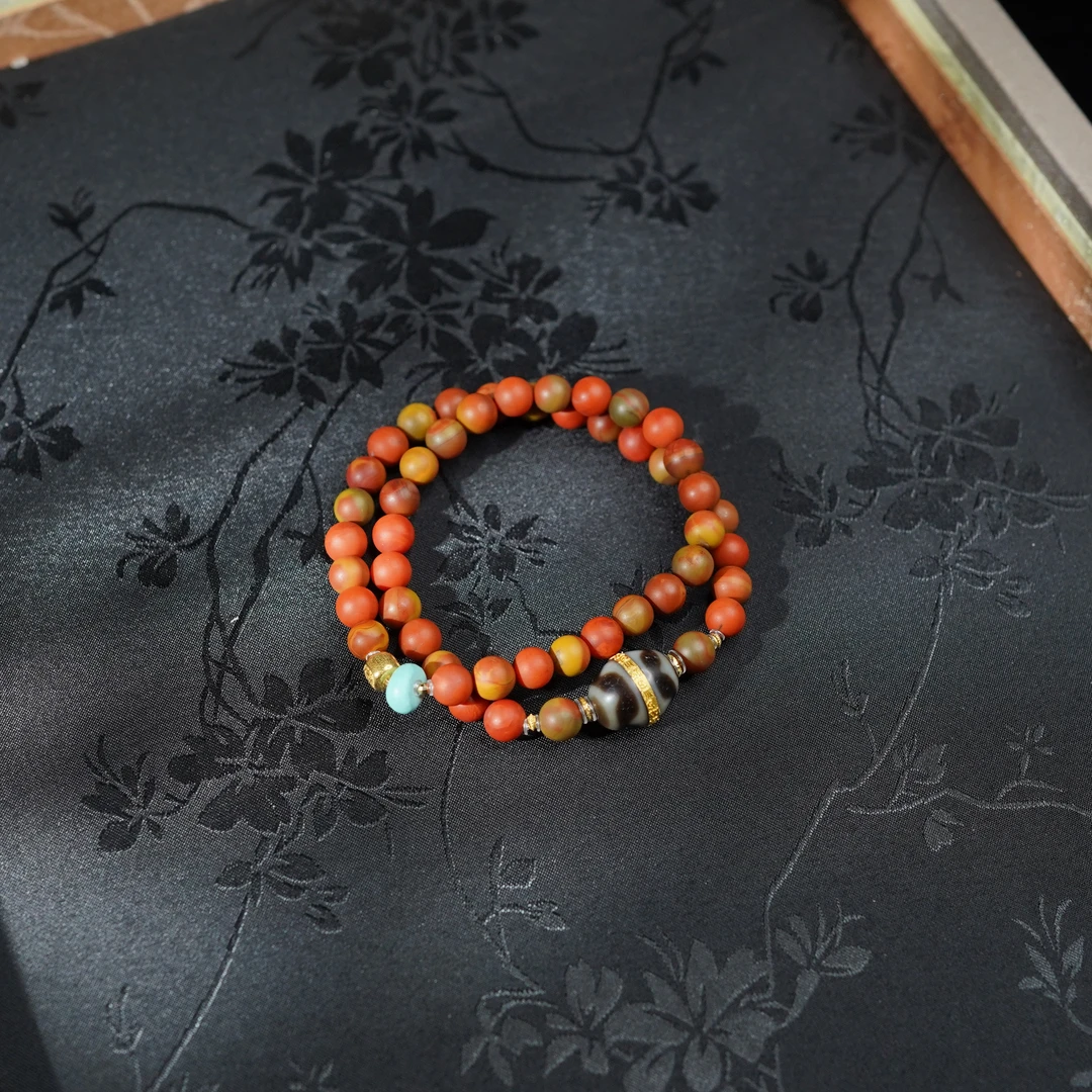 【言寄欢】南红*手串*18k金镶嵌（备注手围）