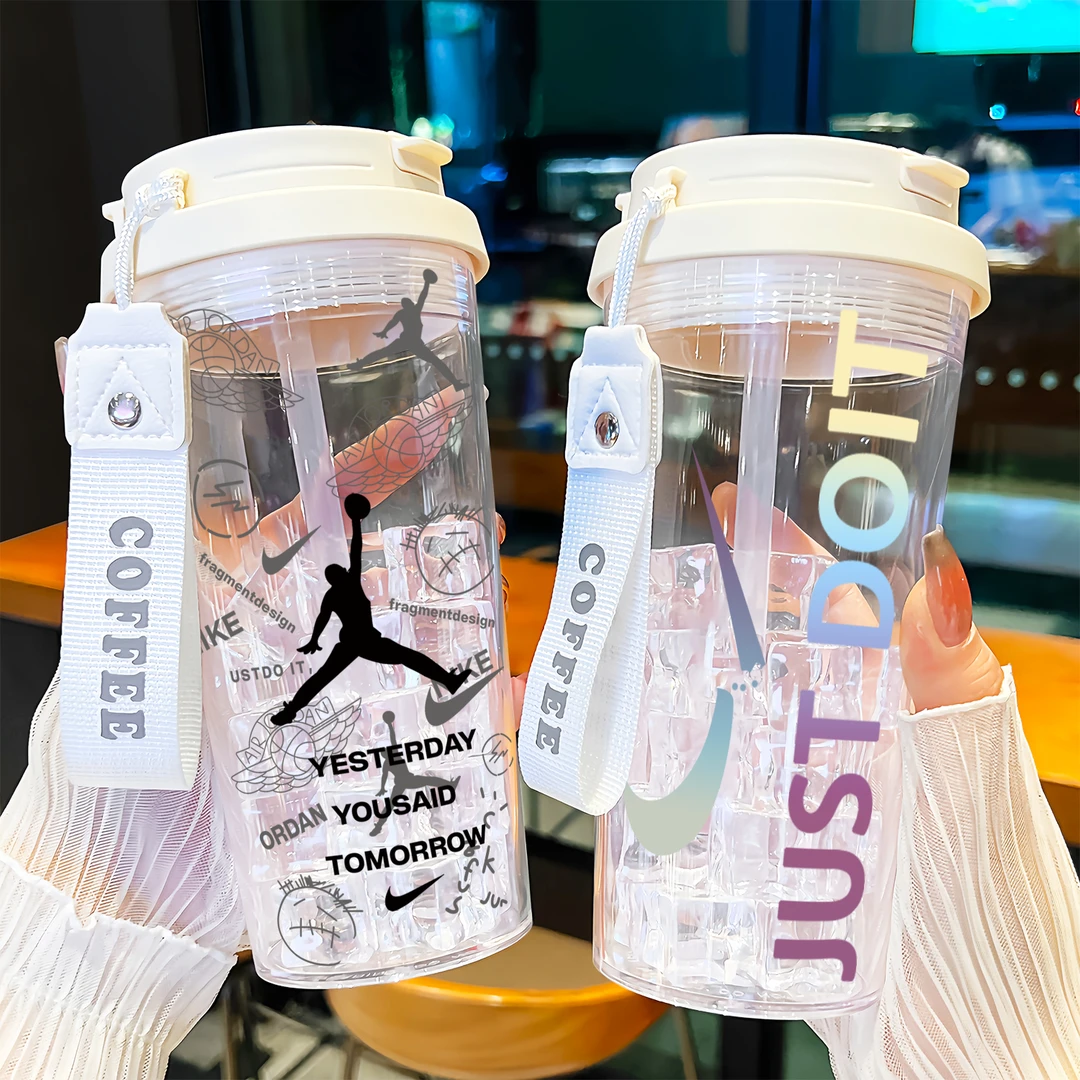 艺术篮球夏季大容量水杯新款运动便携男女学生塑料防摔双饮杯子