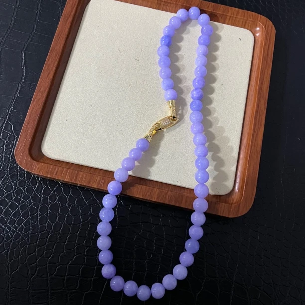 翡翠紫色圆连珠吊坠项链400