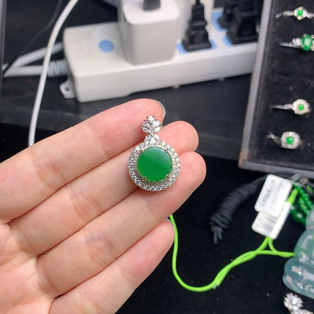 【闪购商品】翡翠银S925镶嵌吊坠(不含链)