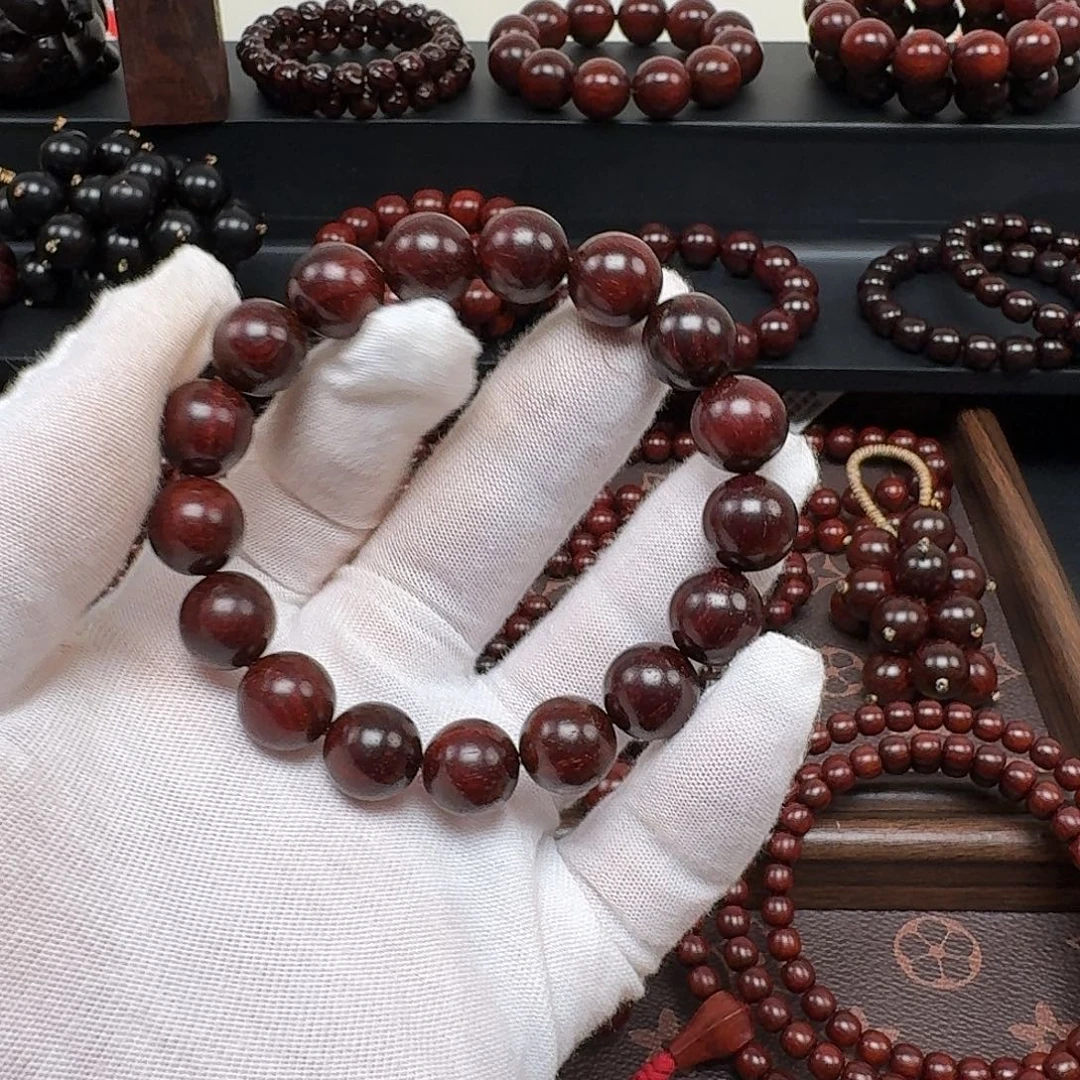 手串/手链小叶紫檀1.2cm17粒福利无胶无蜡