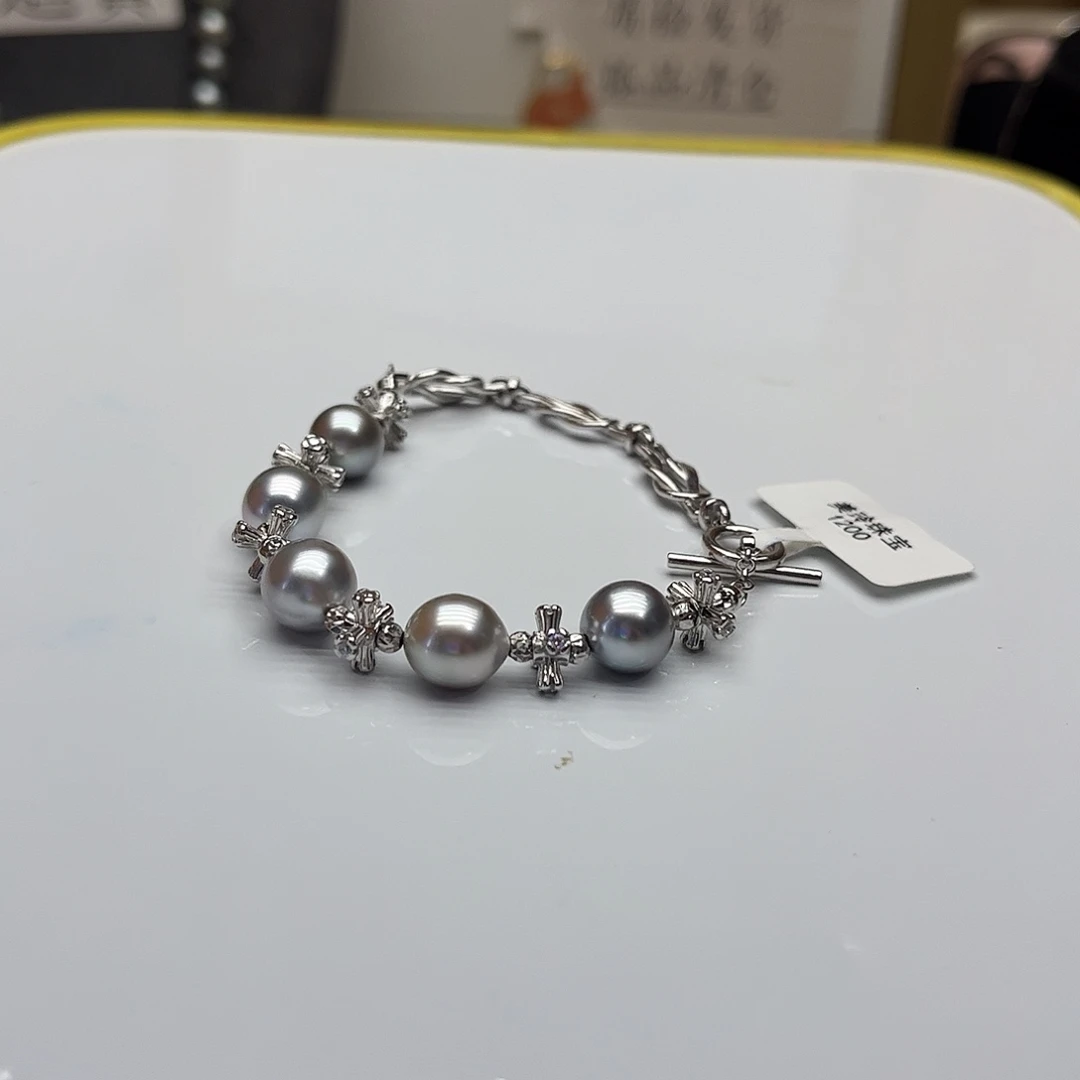 银S925镶嵌手绳海水珍珠
