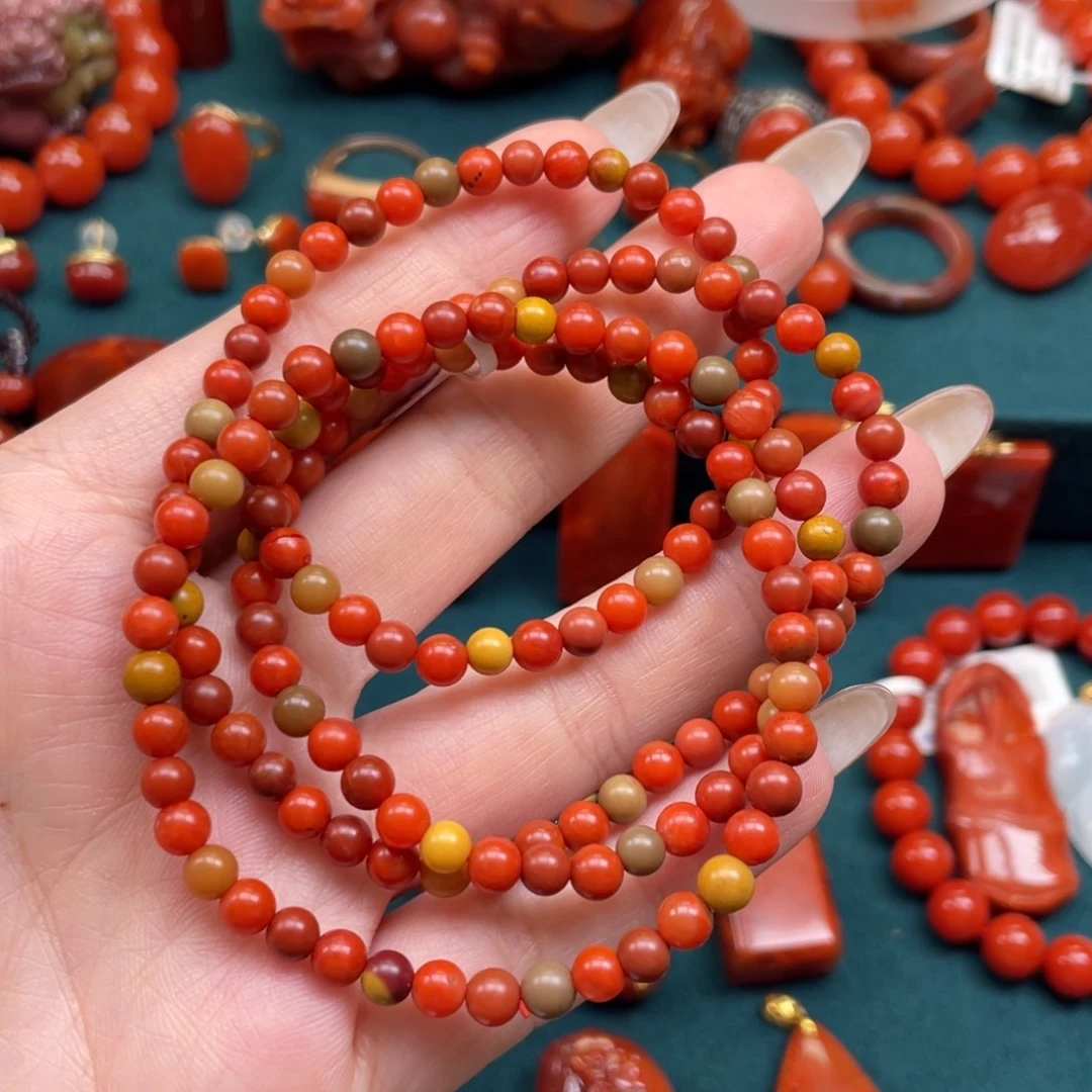 南红玛瑙未镶嵌南红包浆佛珠多圈4mm
