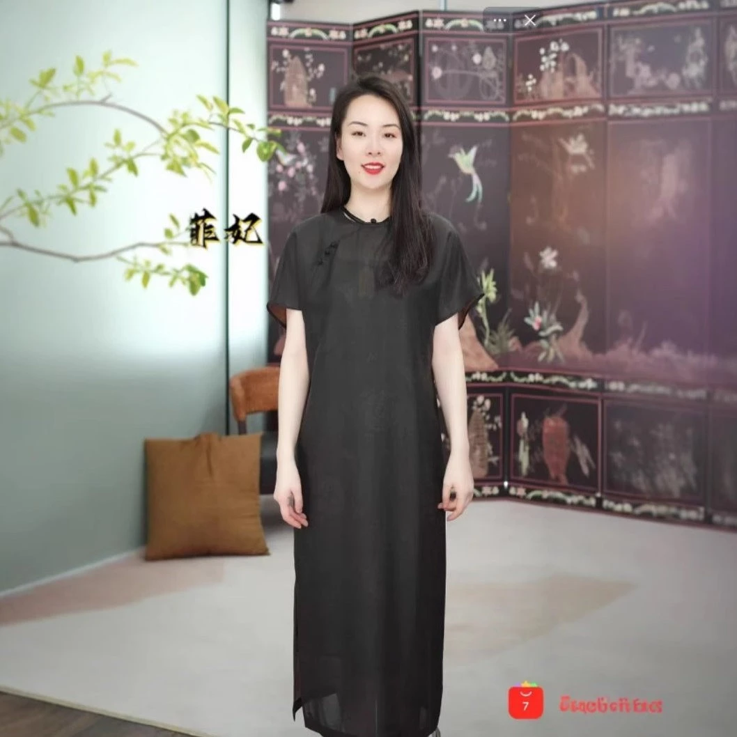 梵婷婷·非物遗香云纱莨纱国风女装连衣裙48167