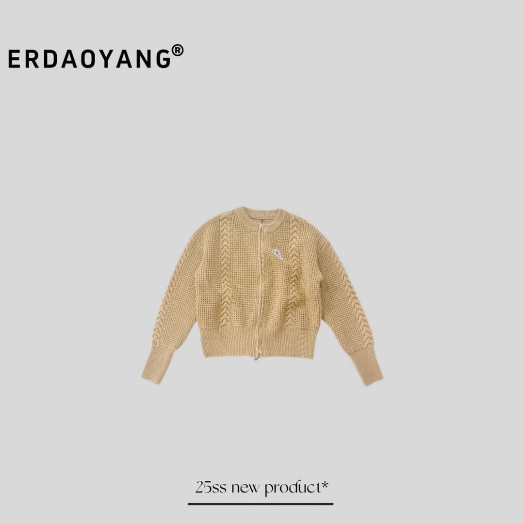 ERDAOYANG "麦田" 新款羊毛撞色图标圆领拉链毛衣ZZH021