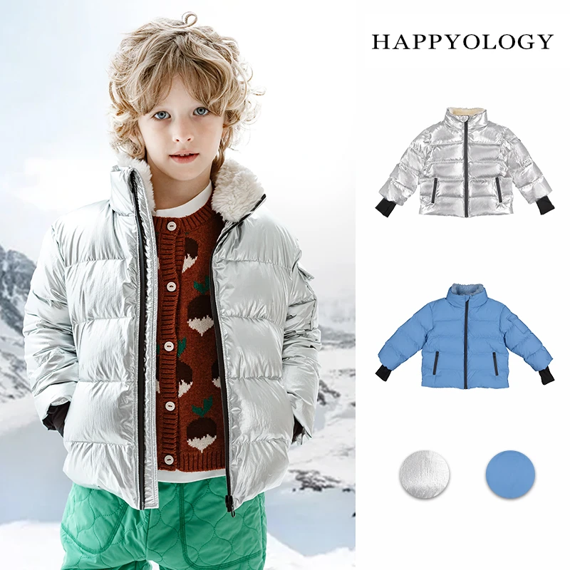 Happyology英国儿童羽绒服男女童滑雪外套95白鹅绒冬运动保暖英伦