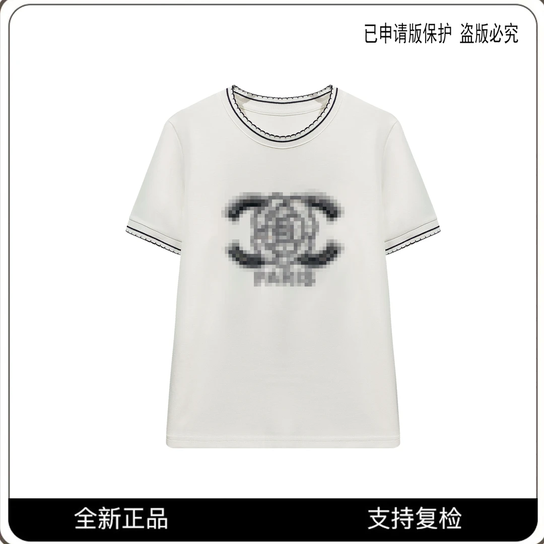 【宠粉专属】66393#CSIN轻奢烫钻波浪拼接T恤2025百搭个性潮流上衣