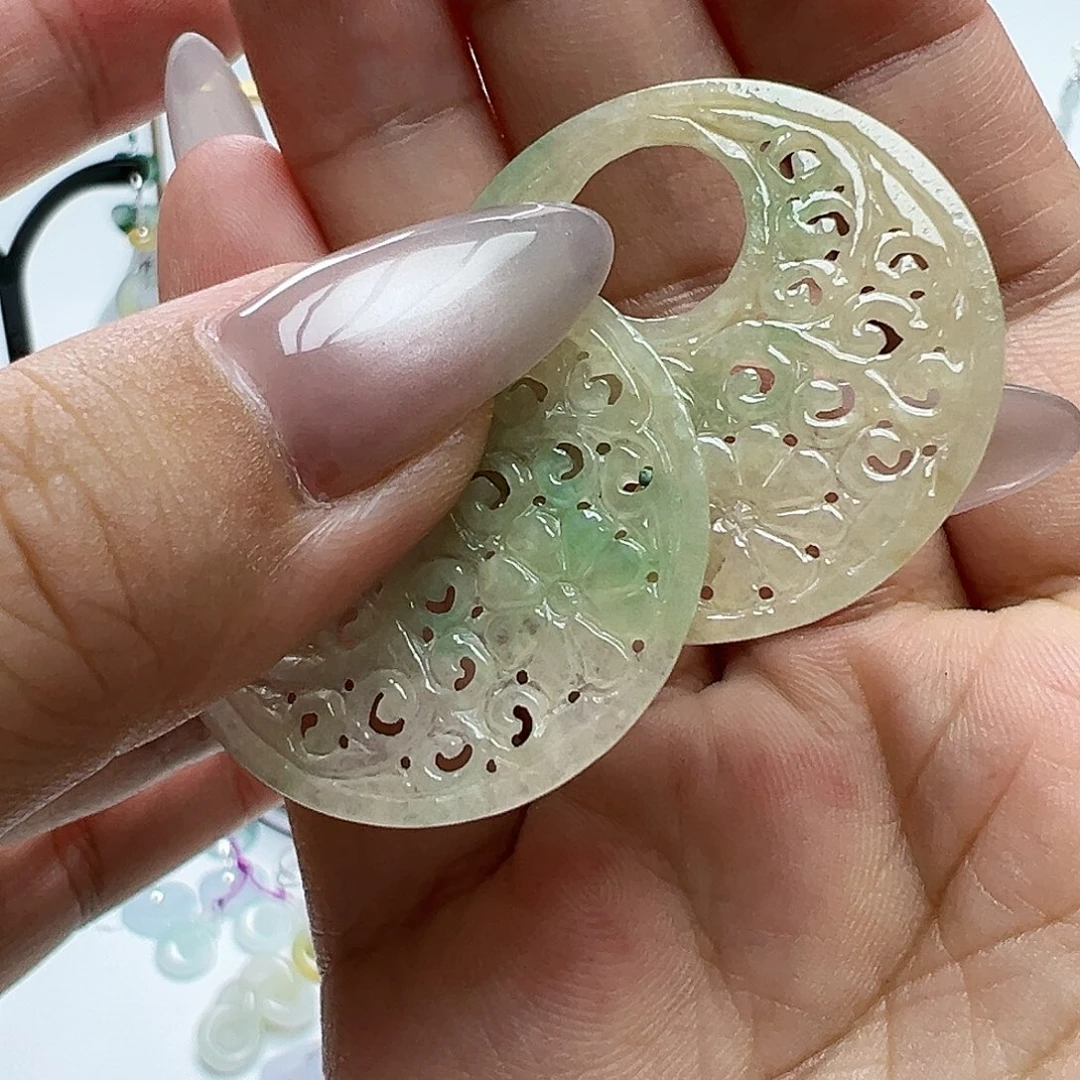未镶嵌翡翠耳饰小*迷天然缅甸A货翡翠