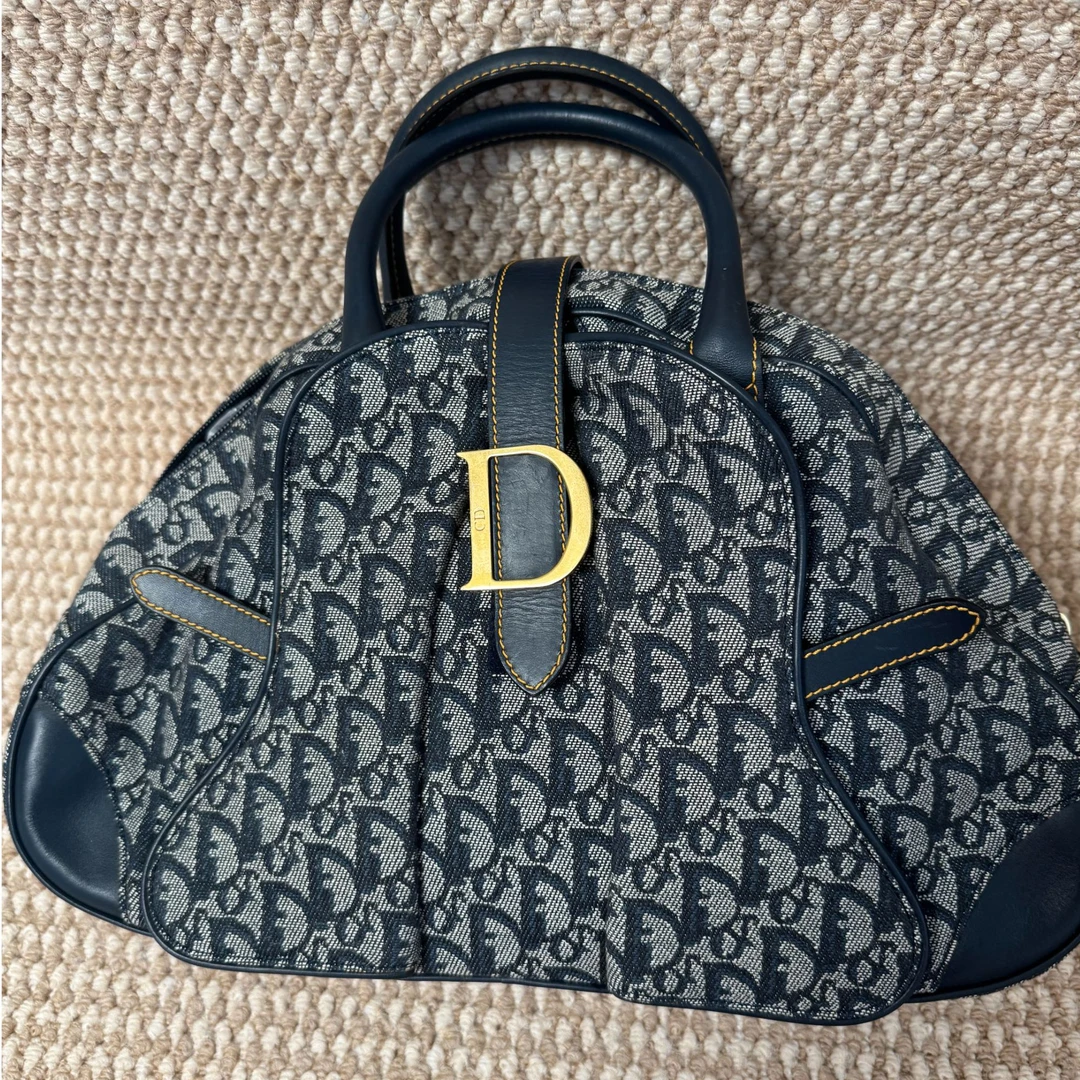 95新 DIOR/迪奥 老花蓝金元宝包/手提包