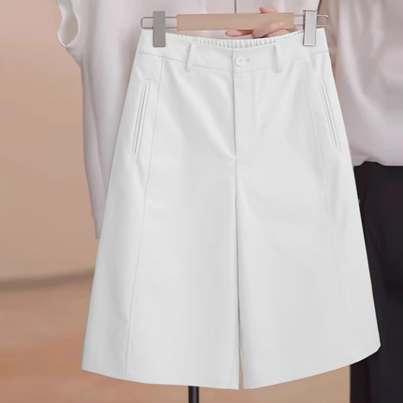 拉夏贝尔高腰五分裤女薄款2025夏季新款今年流行显瘦垂坠感五分裤