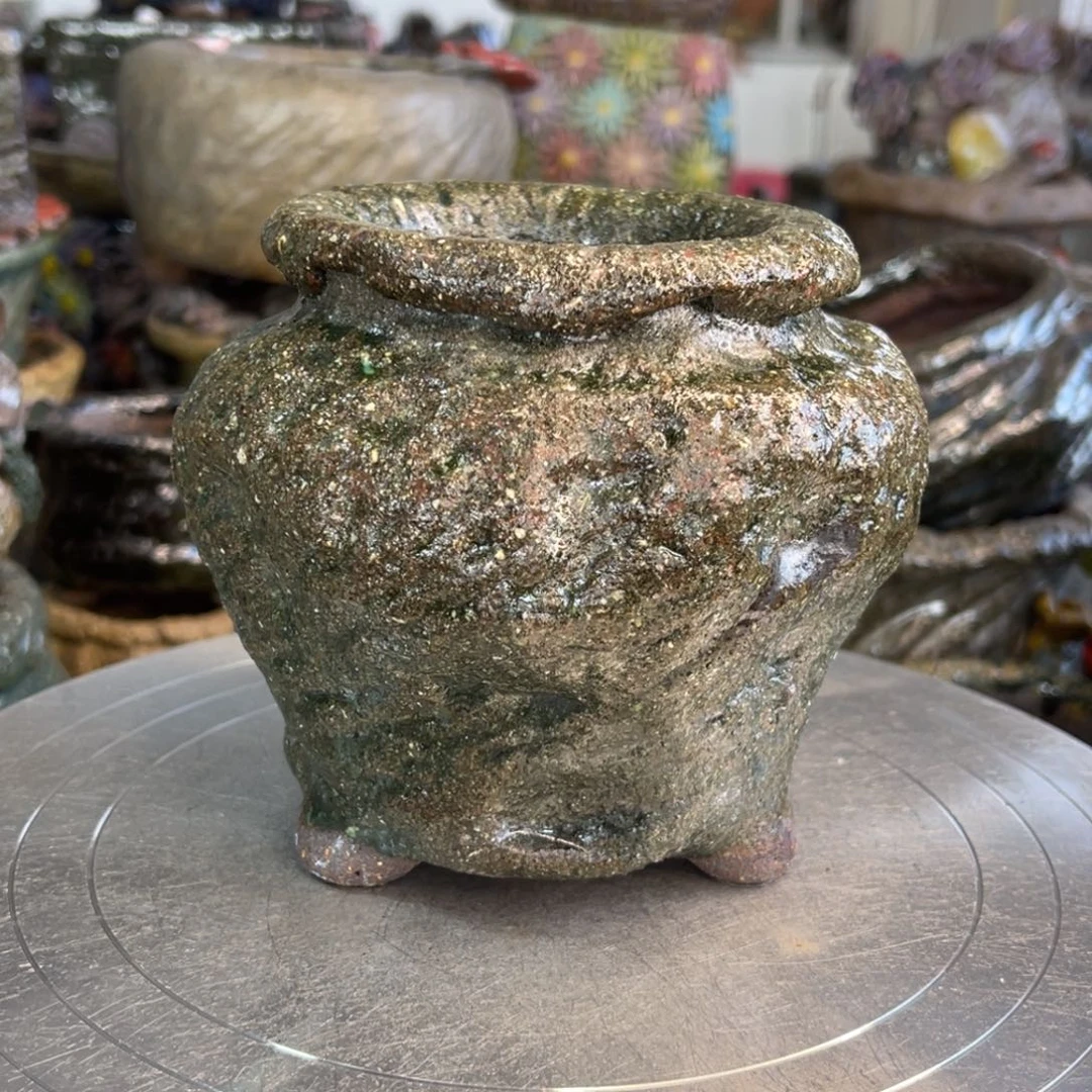 红陶粗砂陶手工花盆