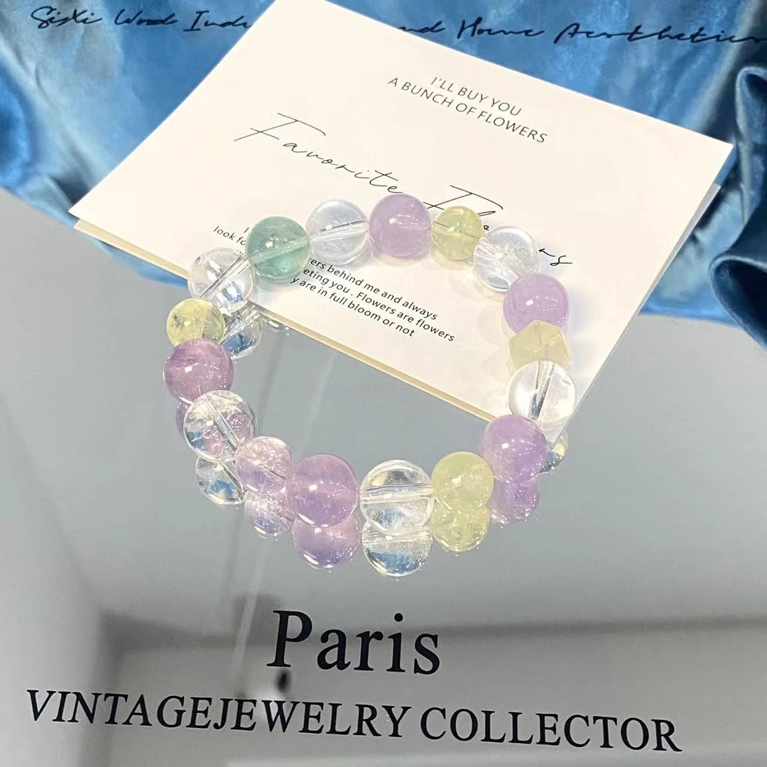 原创高货多彩水晶女款轻奢气质手链 多样性发一SL6001