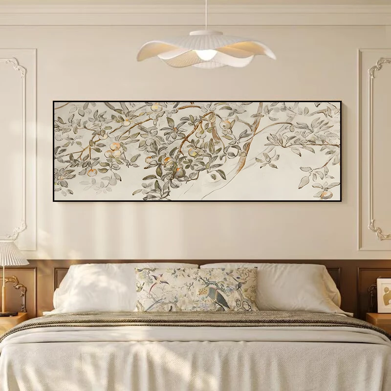 中古风平安果客厅装饰画法式沙发背景墙面壁画横幅高级感挂画Z11