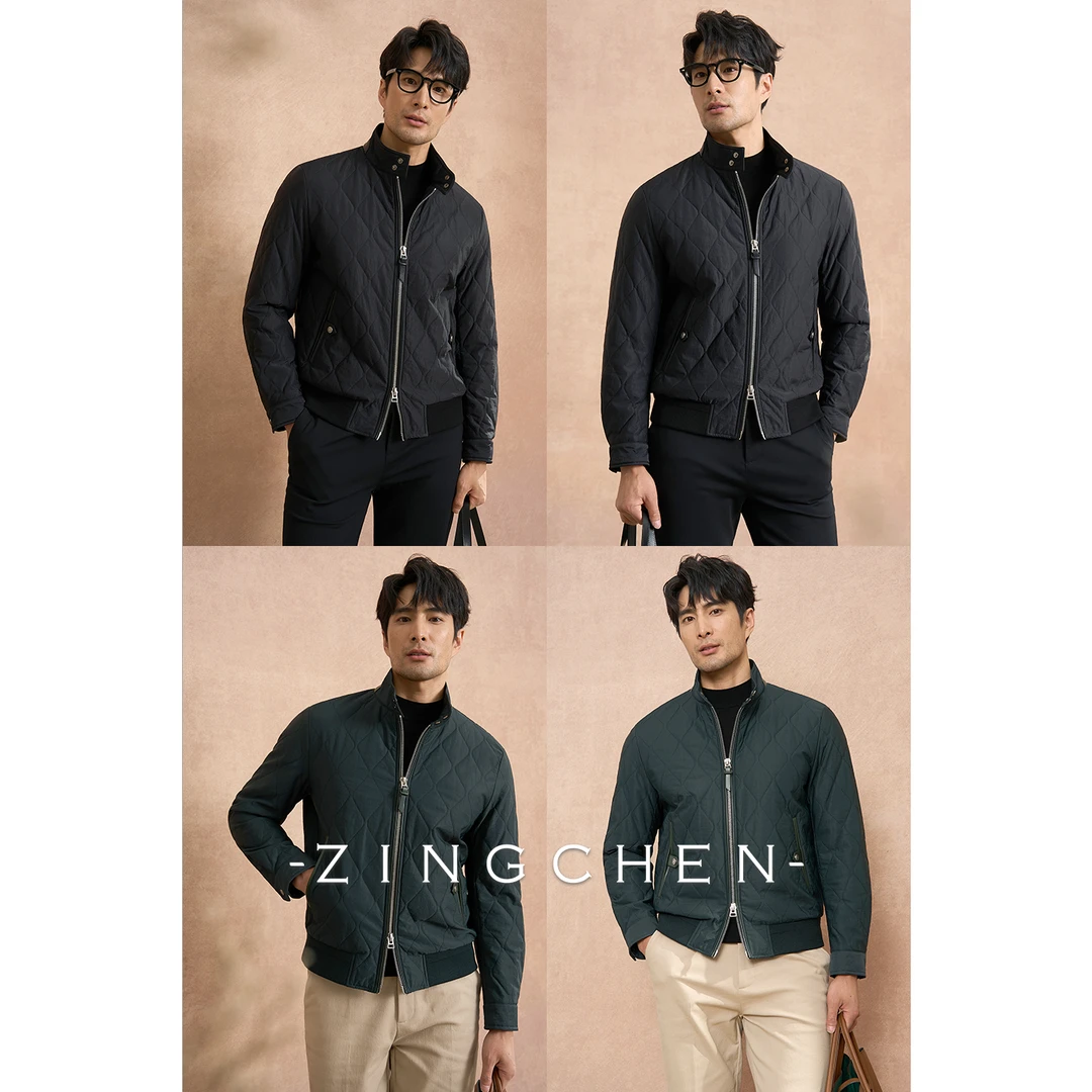 【保暖羊毛填充内胆】ZINGCHEN菱格纹G9立领夹克秋冬保暖夹棉外套