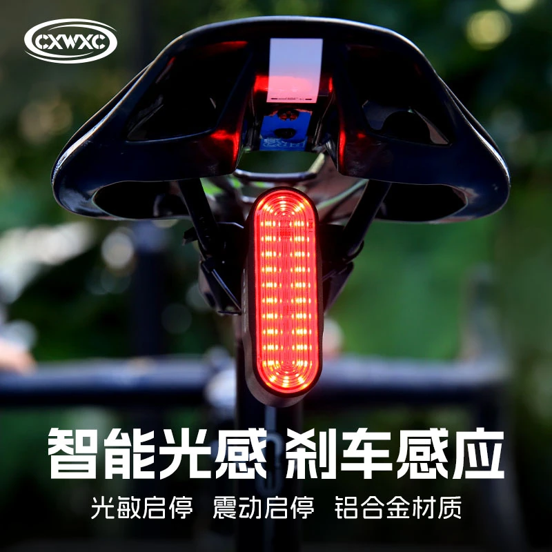 CXWXC自行车尾灯夜骑智能刹车感应灯山地公路车配件DIY动图警示灯