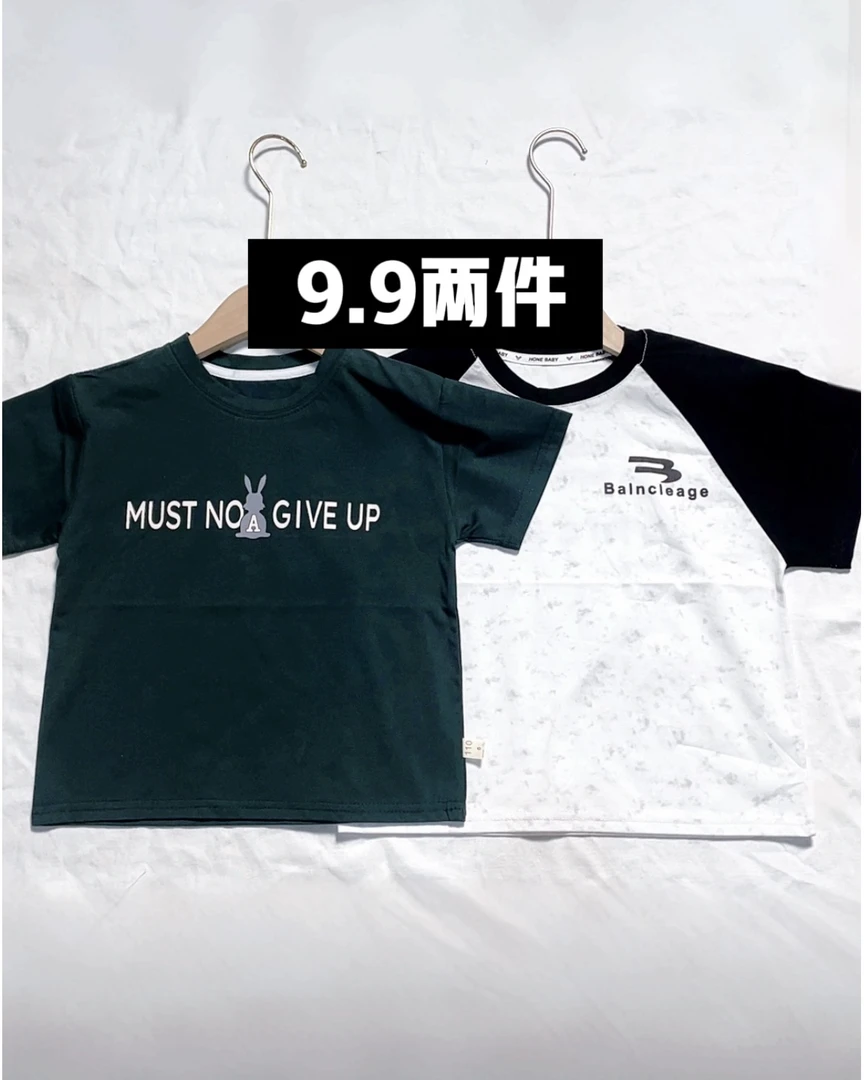 中小童宽松吸汗男短袖夏季春秋正常T恤套装印花时尚