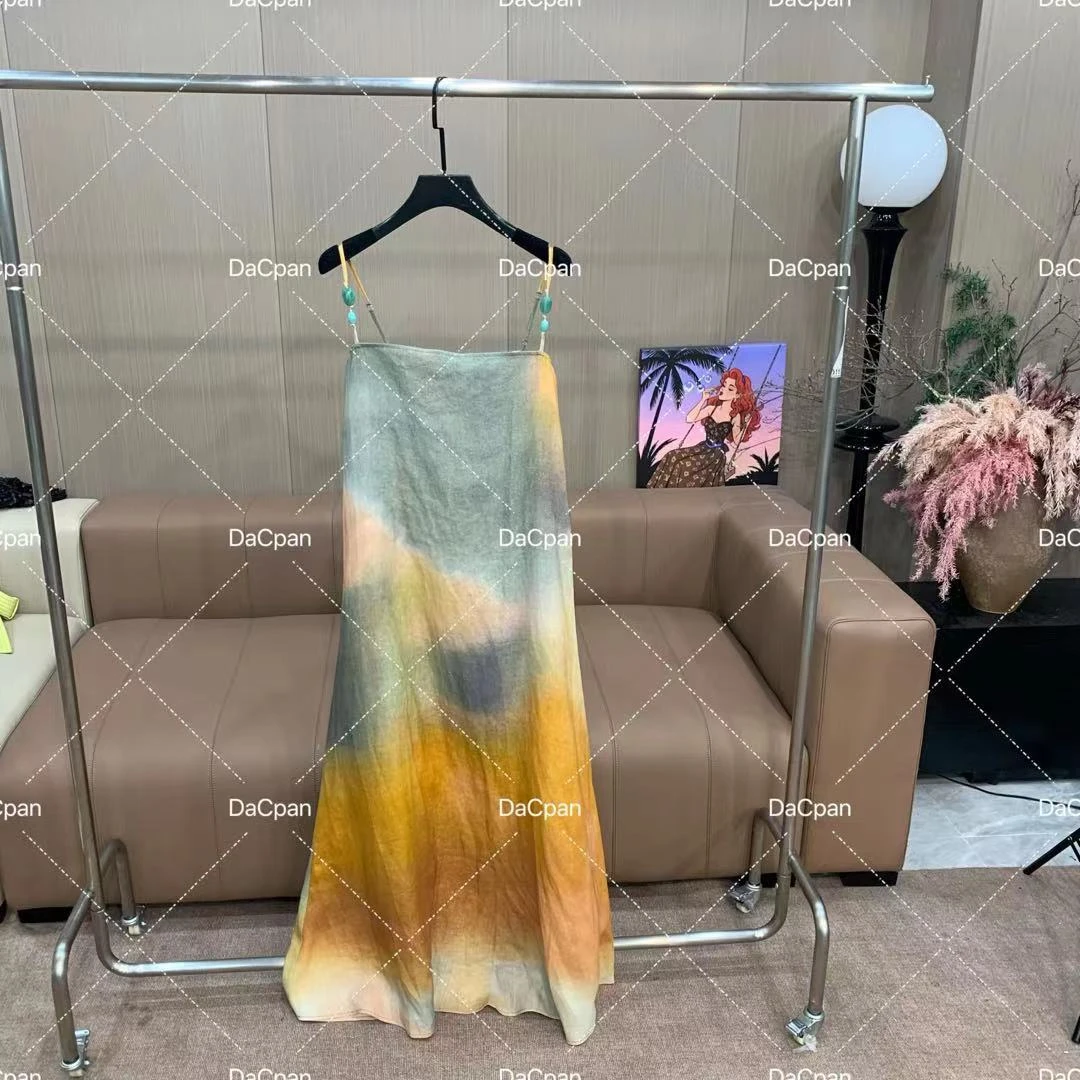 DACPAN-“梵高画布”渐变印花吊带连衣裙 2025/盼·25032704