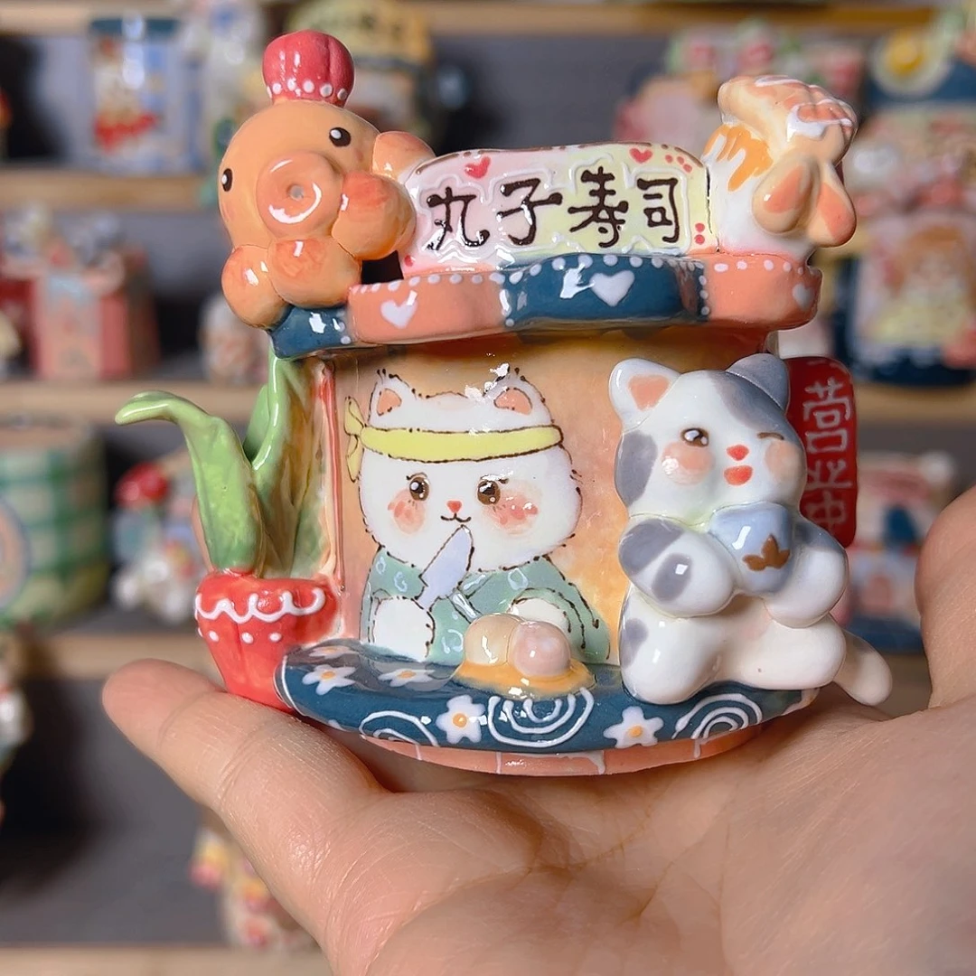 老梧家纯手工手绘多肉花盆