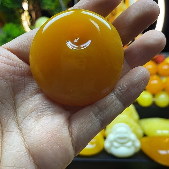 人***阳无非金属全品无瑕老腊飘花大号平安扣