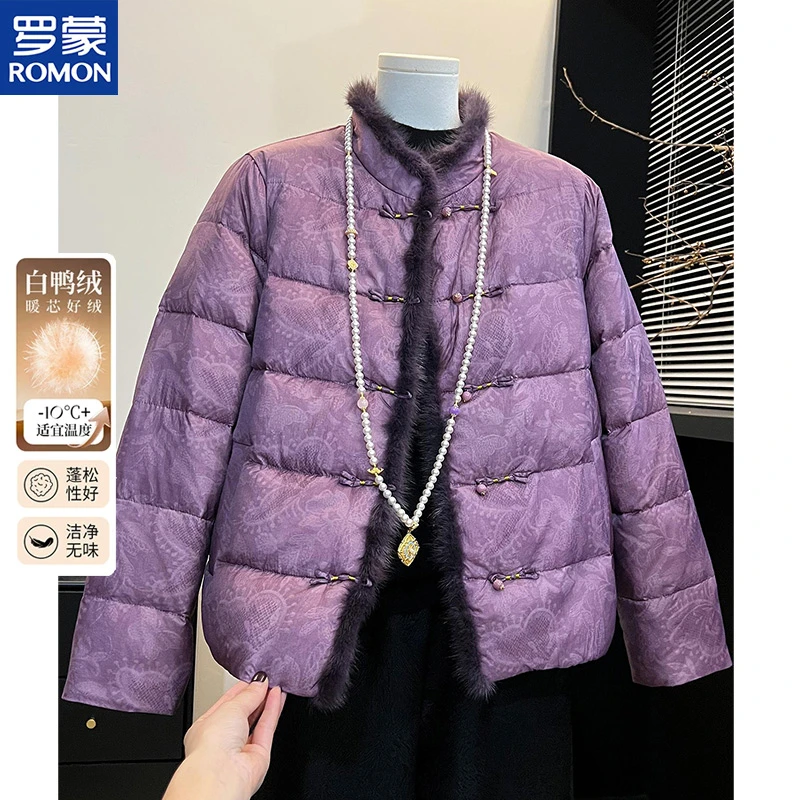 罗蒙品牌冬装加厚女款外套妈妈装保暖羽绒服中老年冬季时尚上衣