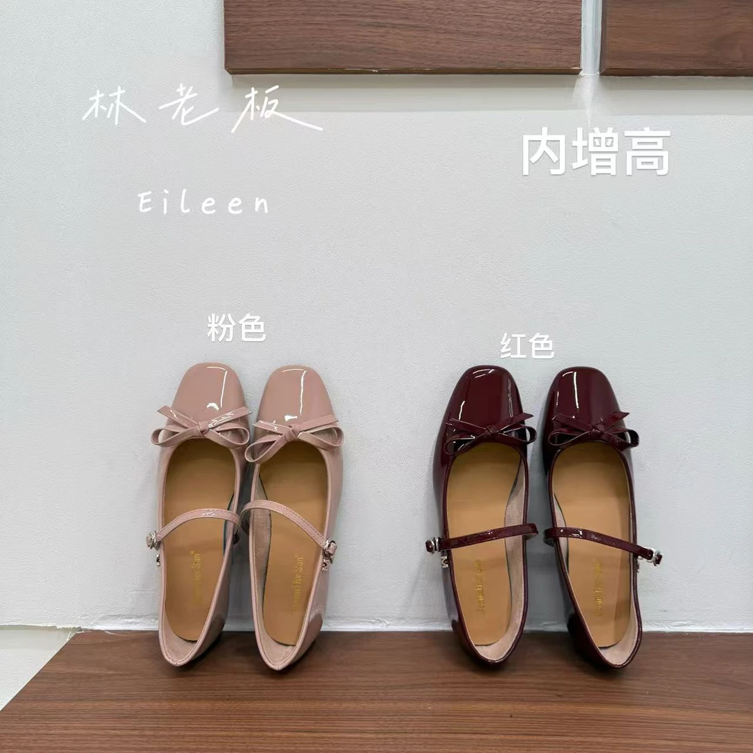 四季通用蝴蝶结玛丽珍鞋甜美内增高隐形单鞋气质鞋子浅口百搭