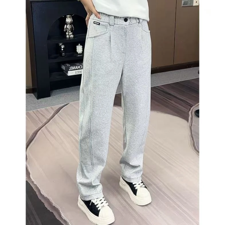 明线卫裤休闲裤男款新款春秋季潮流宽松男装百搭直筒高级感裤子
