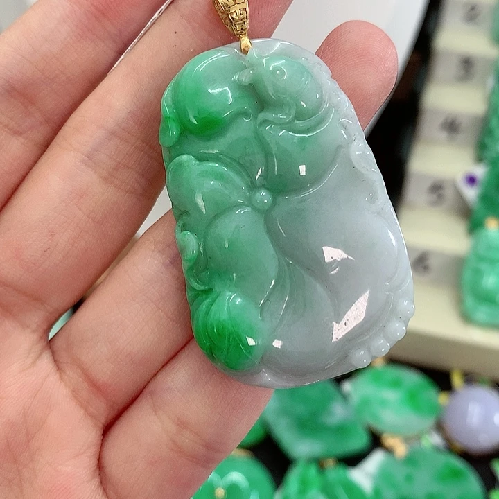 翡翠18K金镶嵌吊坠(不含链)