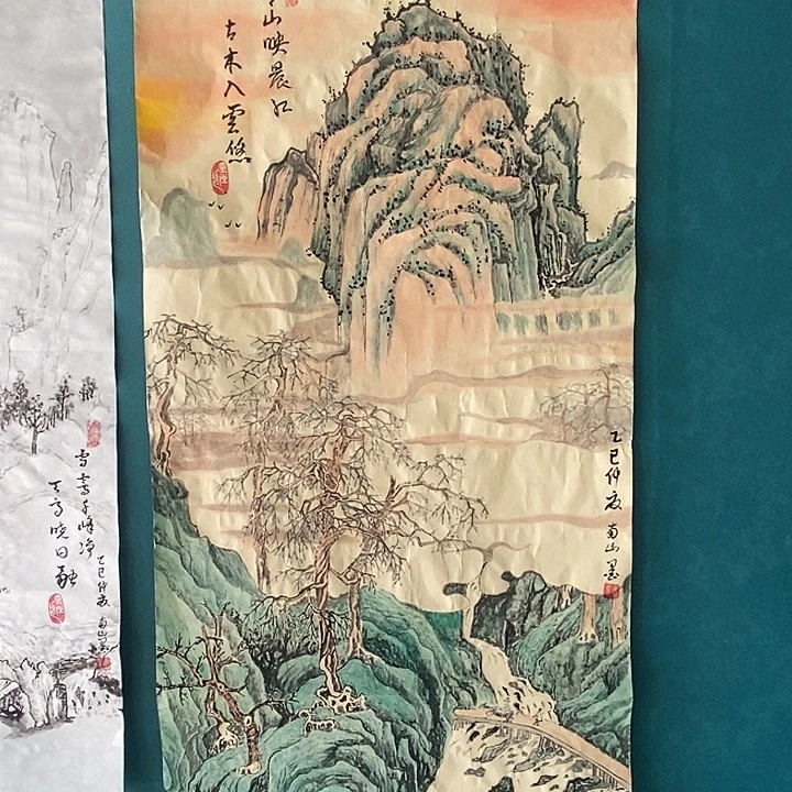 国画三尺手绘山水