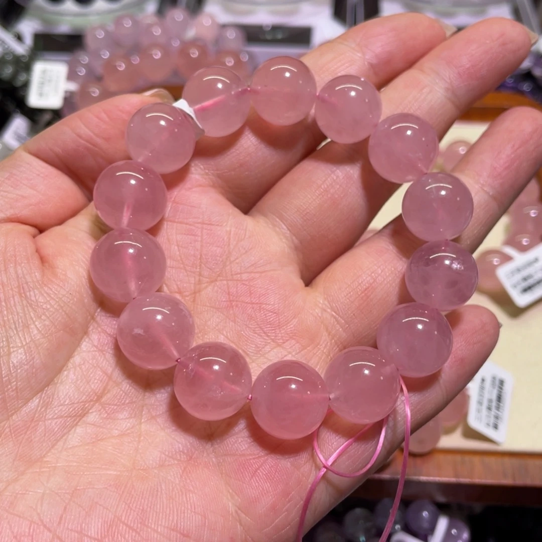 水晶手链未镶嵌14.5mm粉晶