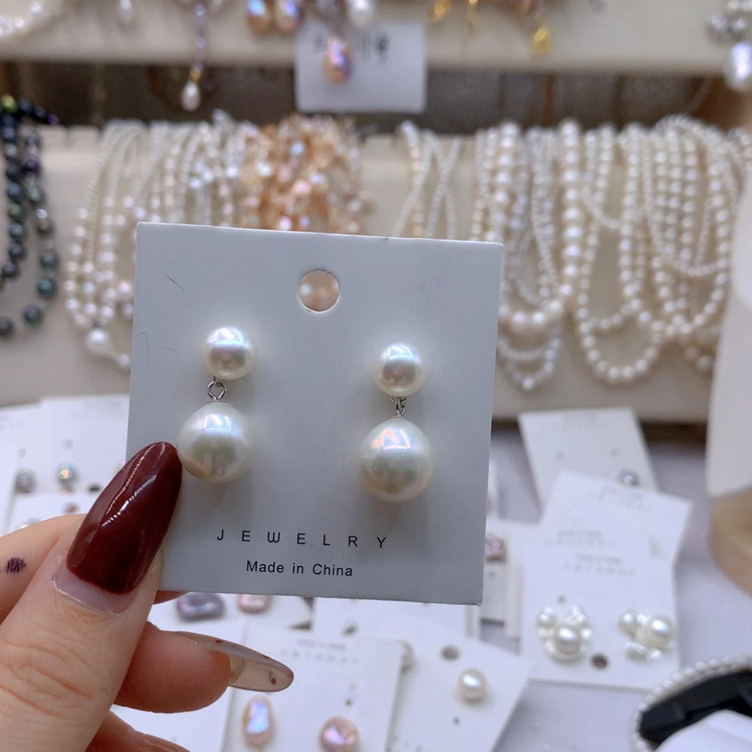淡水珍珠耳饰银S925镶嵌